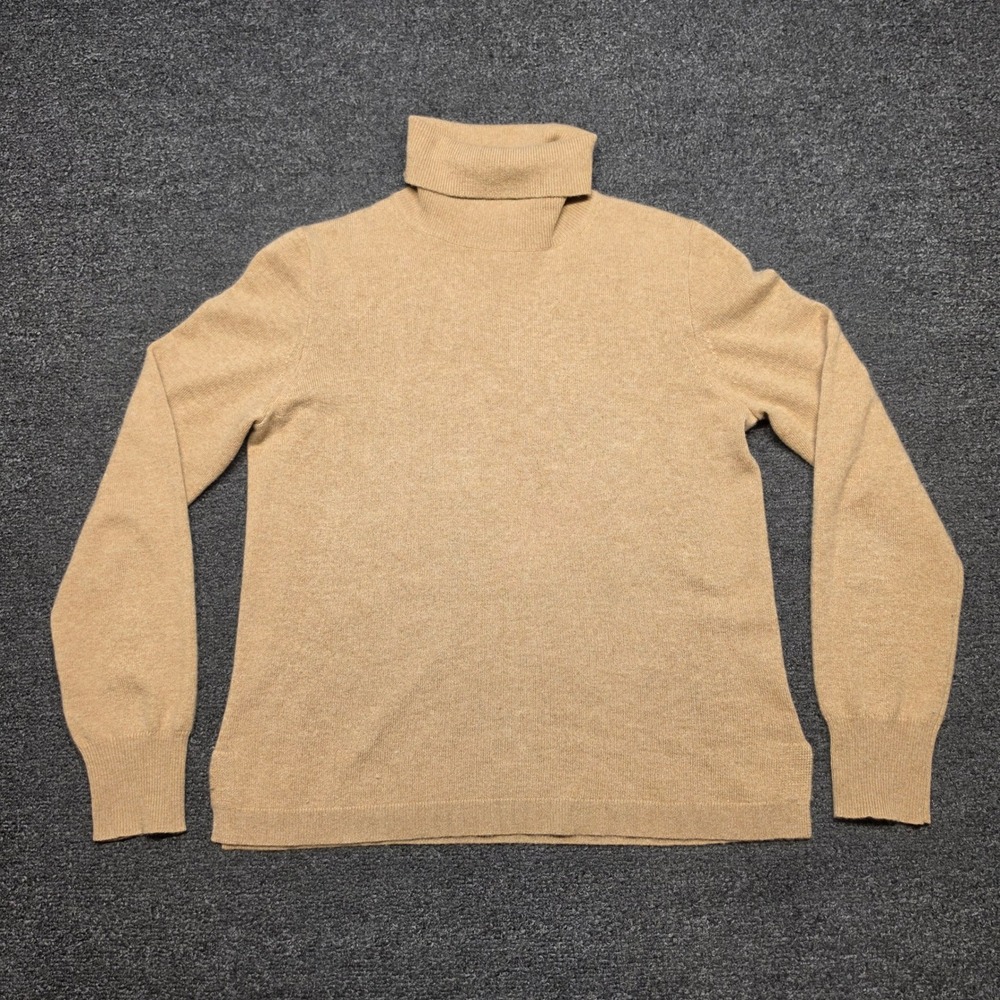 J.Crew Turtleneck Sweater Camel Womens Medium 100% Cashmere Long Sleeve Knit Top